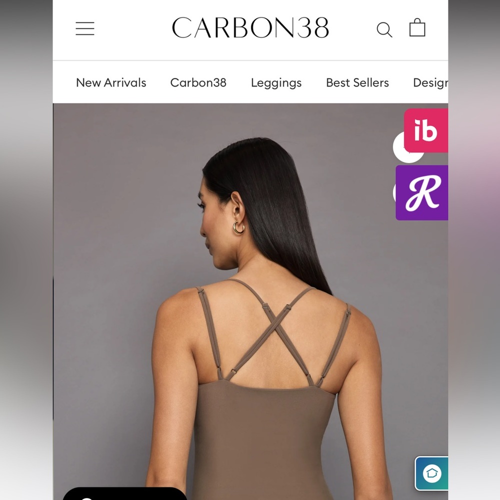 CARBON38 Strappy Back Crop Tank Black size Small